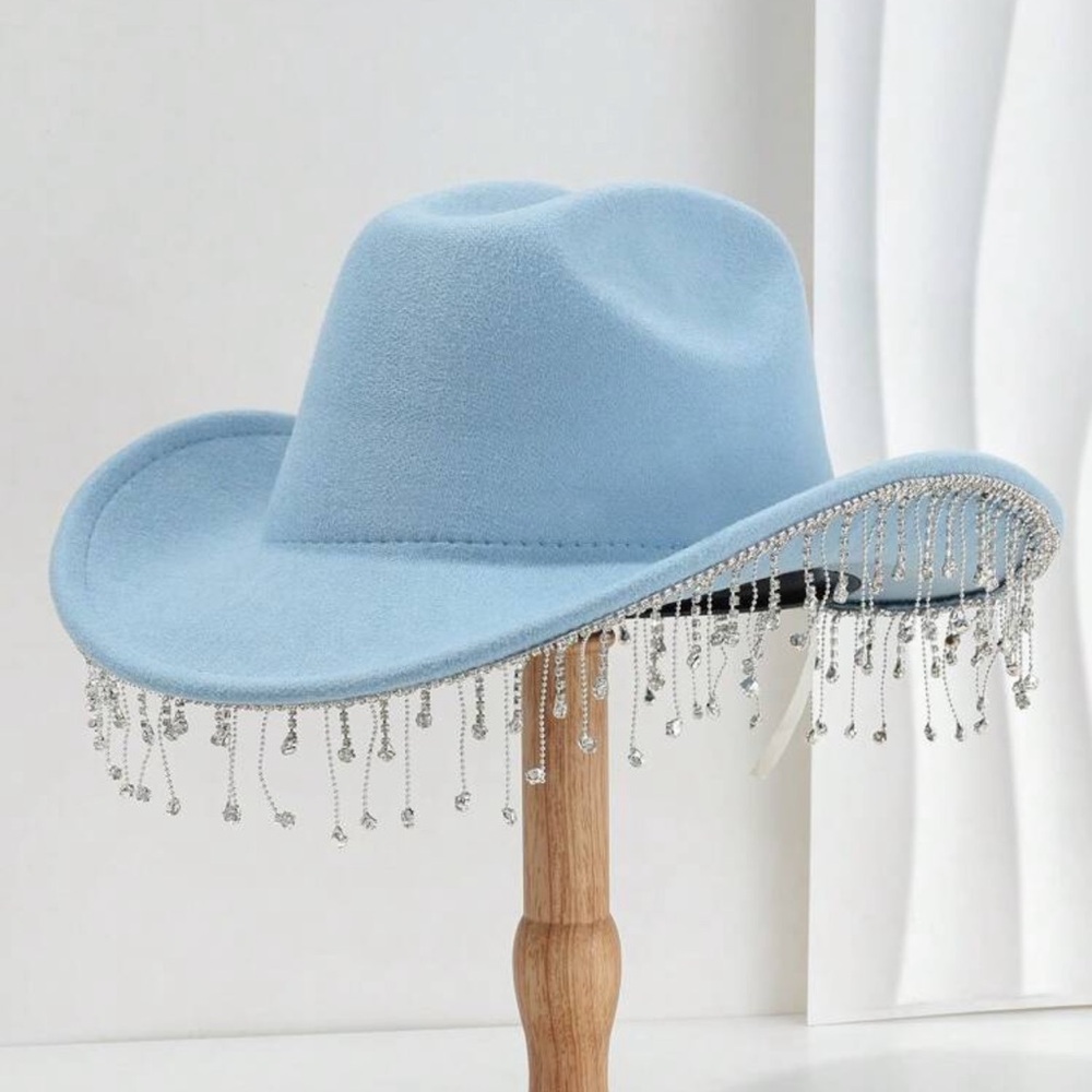 Light Blue Jewel Cowgirl Hat 🤠🩵